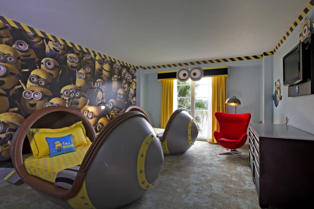 Habitación para niños temática de Mi Villano Favorito. Se encuentra en uno de los hoteles de Universal Orlando Resort