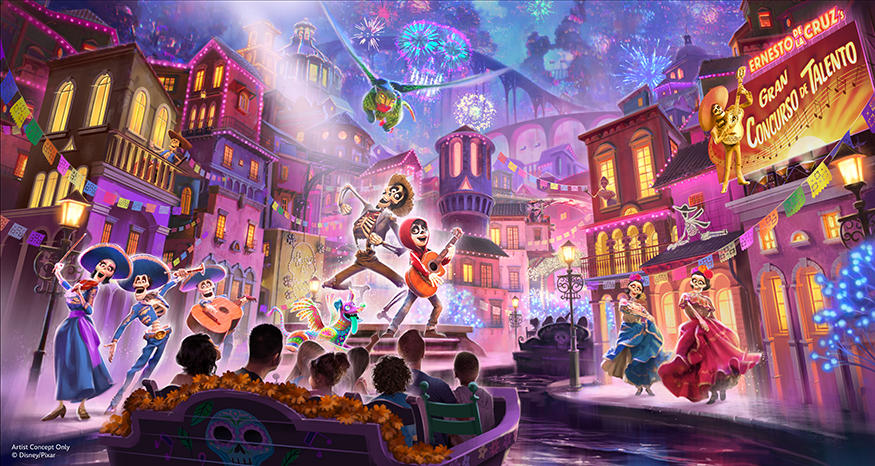 Render de la nueva atracción de Coco en Disney California Adventure, una de las novedades en Disneyland anunciadas en el D23