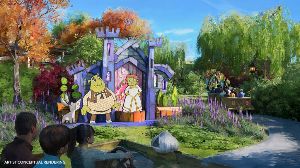 Render de la zona de Shrek en Universal Kids Resort